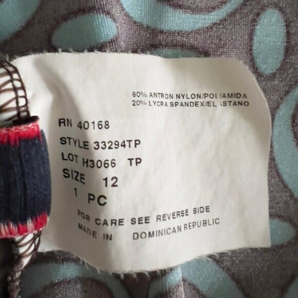 Jamaica Bay Y2K Brown & Teal Retro Halter Swim Suit Top - Picture 8 of 8